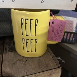 Rae Dunn Yellow "PEEP PEEP" Ceramic Mug